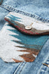Aztec Print Frayed Hem Denim Jacket